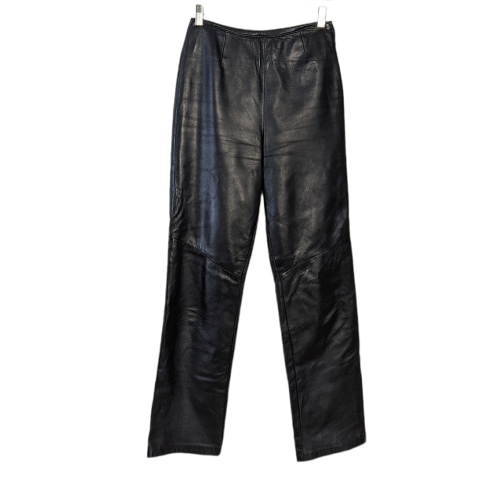 Danier real leather straight leg pant black size 4 B7